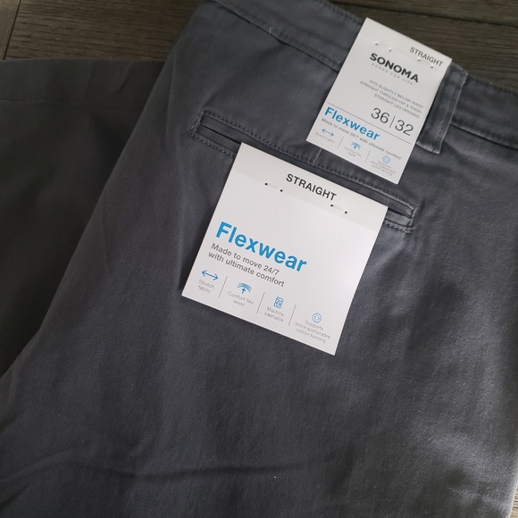 Sonoma Men’s Gray Flexwear Flat Front Pants 36/32 NWT! - Picture 5 of 5